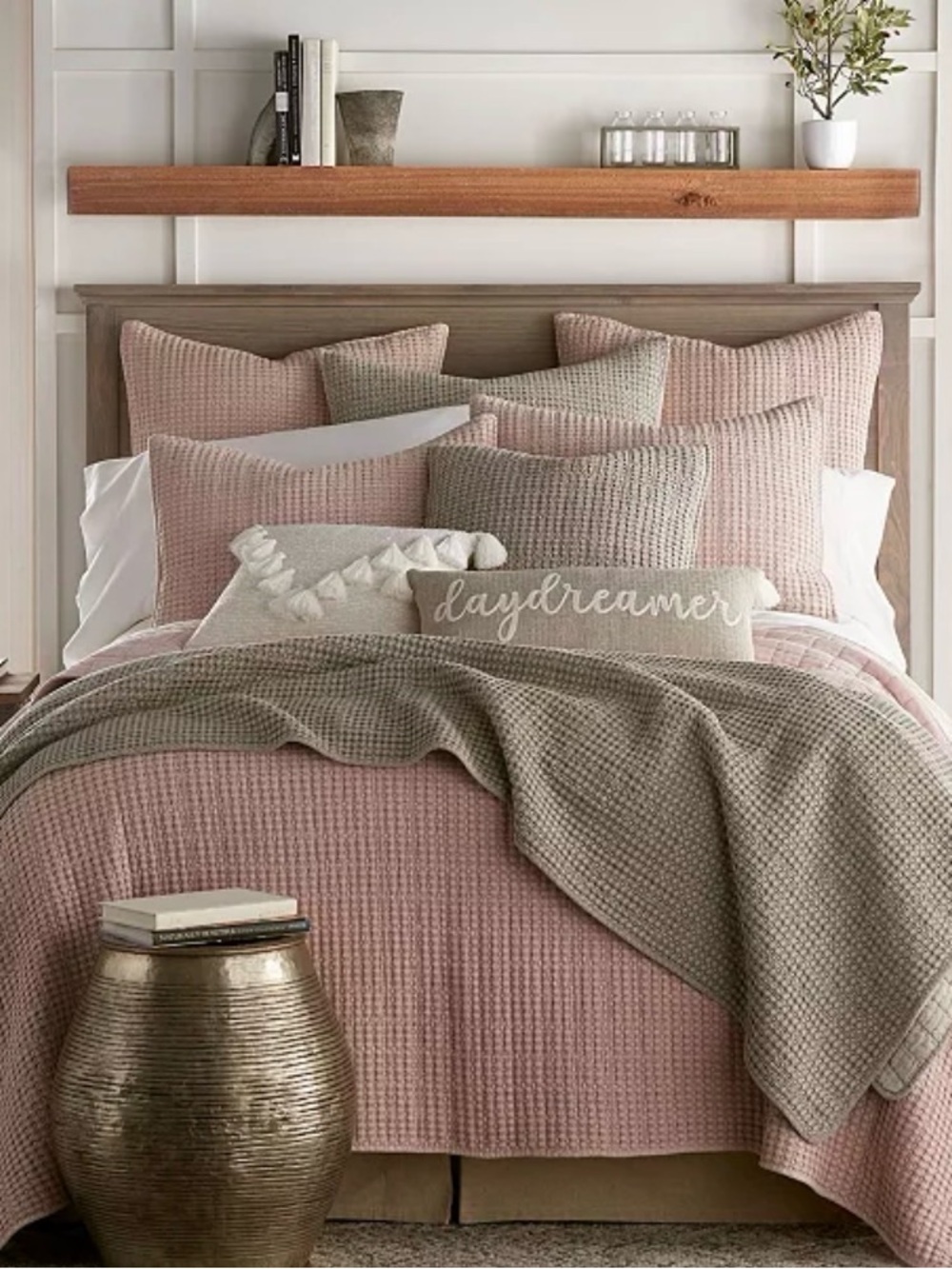 Levtex Home Mills Waffle Textured 3-Piece Quilt Set, BLUSH King 106x92in